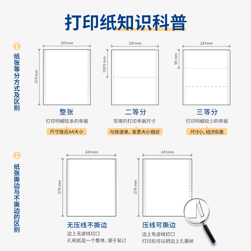 s36沙龙会白令海B241-1电脑打印纸(S白色撕边)(1000页/盒)