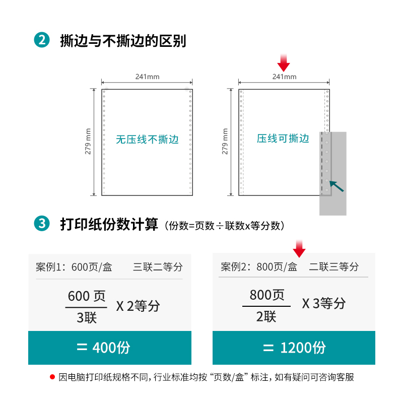 s36沙龙会木尚M241-2电脑打印纸(1/3CS彩色撕边)(800页/盒)