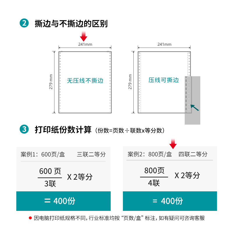 s36沙龙会木尚M241-4电脑打印纸(1/2C彩色不撕边)(800页/盒)